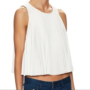 Women's White Pleated Crop Top